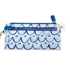 Brighton nautical blue white vegan leather wristlet